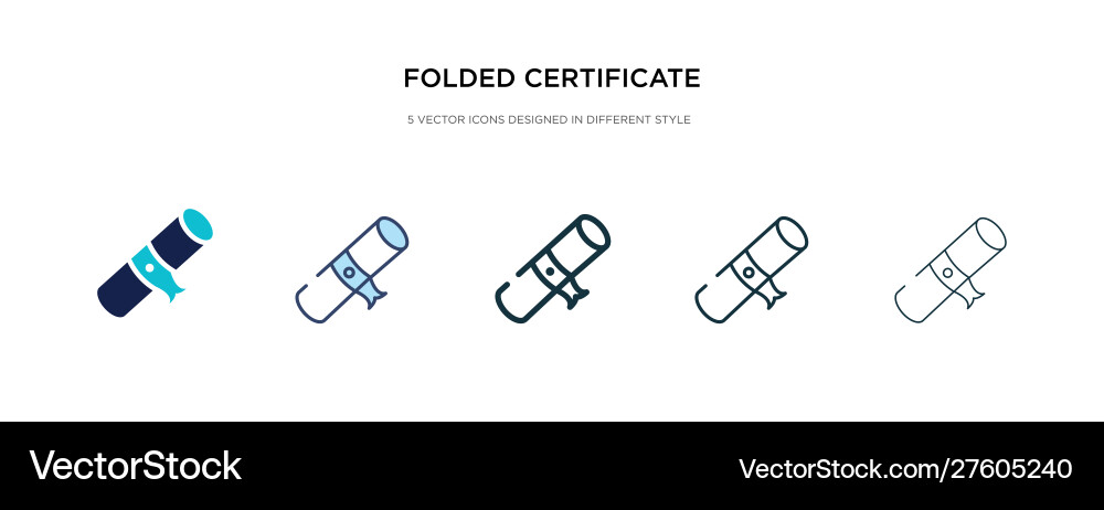 Folded certificate icon in different style two Vector Image