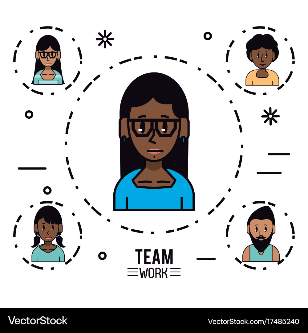Junges Teamwork Cartoon vektorbild
