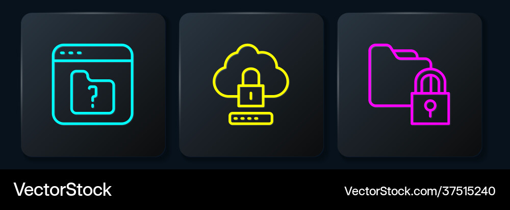 Set line file missing folder and lock cloud Set line file missing folder and lock cloud Vector Image