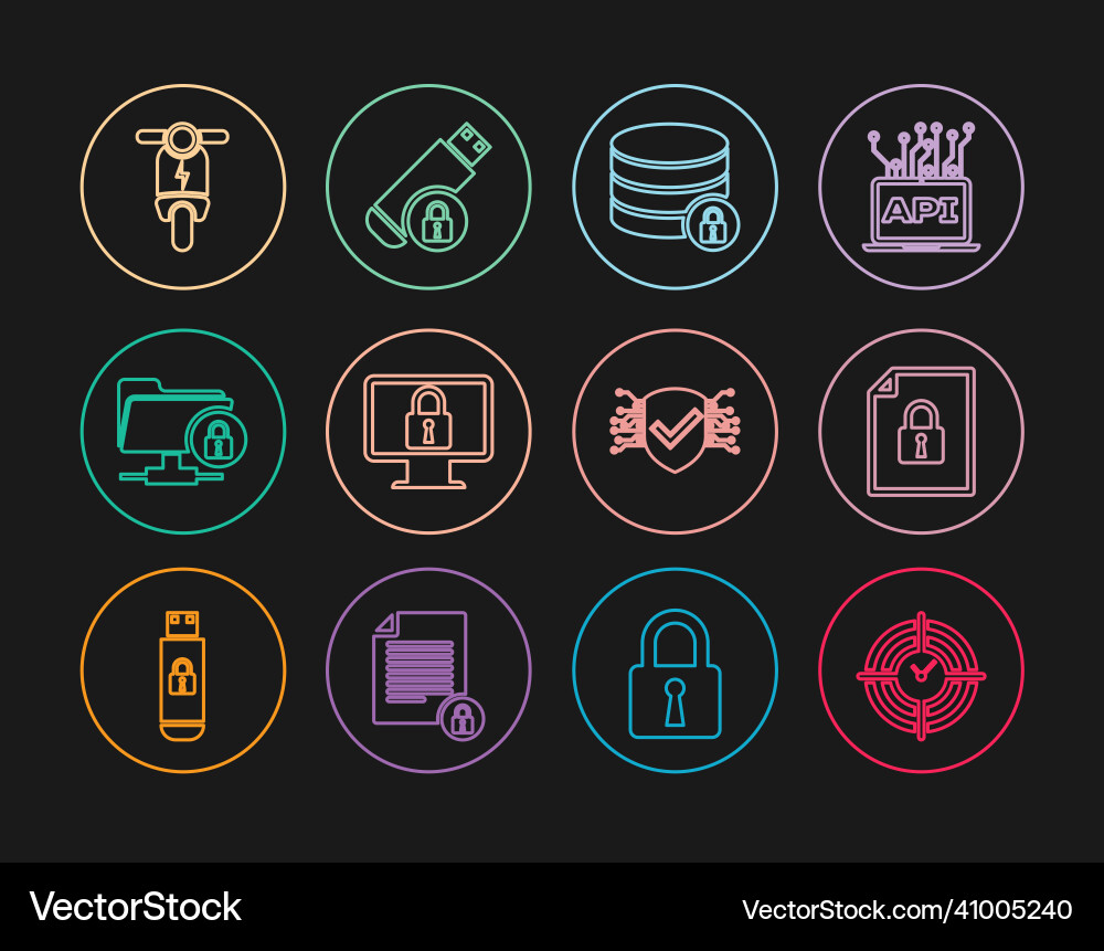 Set line time management document and lock Set line time management document and lock vector image