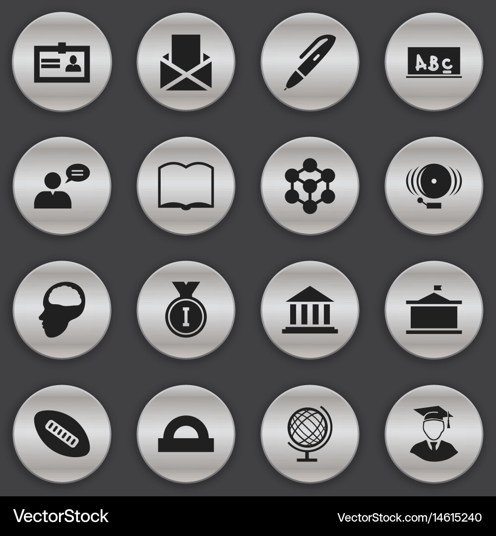 Set of 16 editable university icons includes vector image