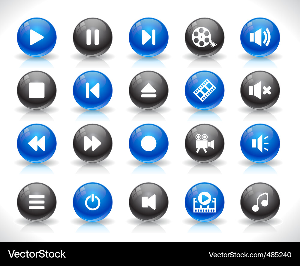 Set of media buttons Vector Image