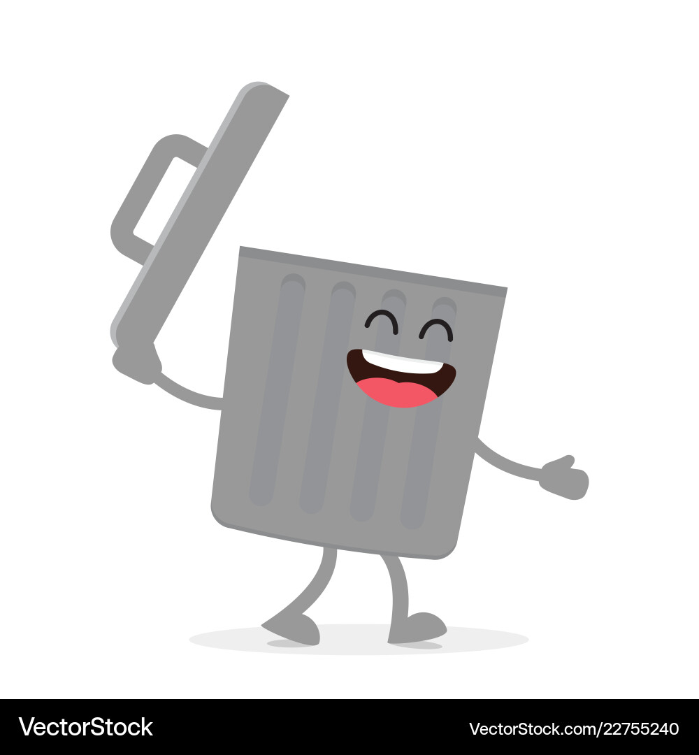 Smiling Trash Can with Open Lid vector image