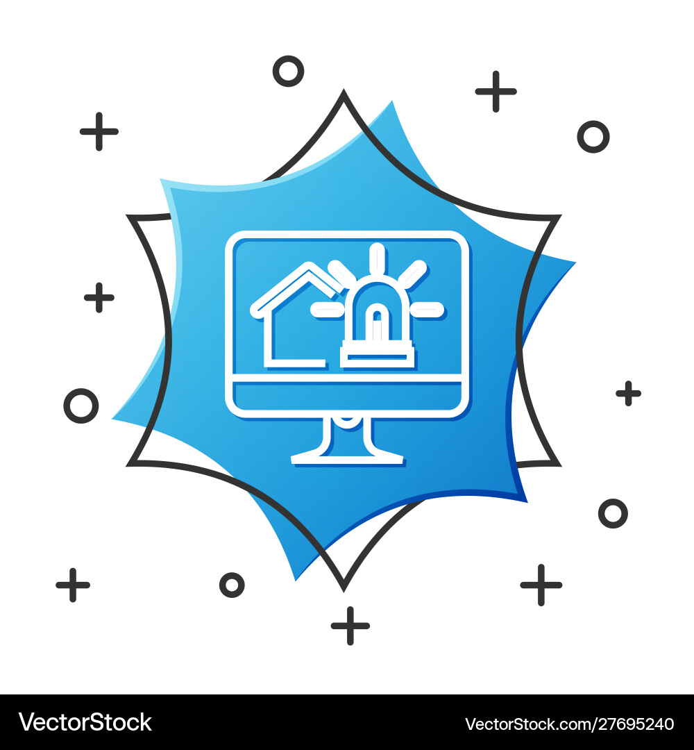 White line computer monitor with smart house White line computer monitor with smart house Vector Image