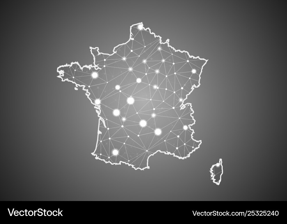 Wireframe mesh polygonal france map abstract Vector Image