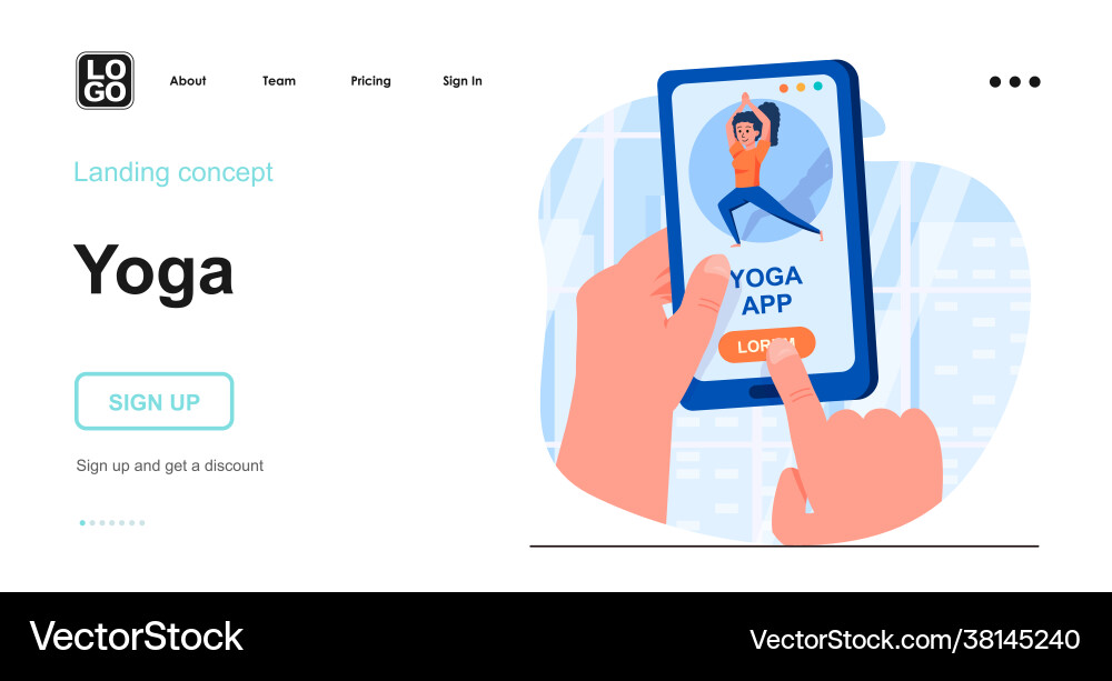 Yoga web concept user trains using mobile Yoga web concept user trains using mobile vector image