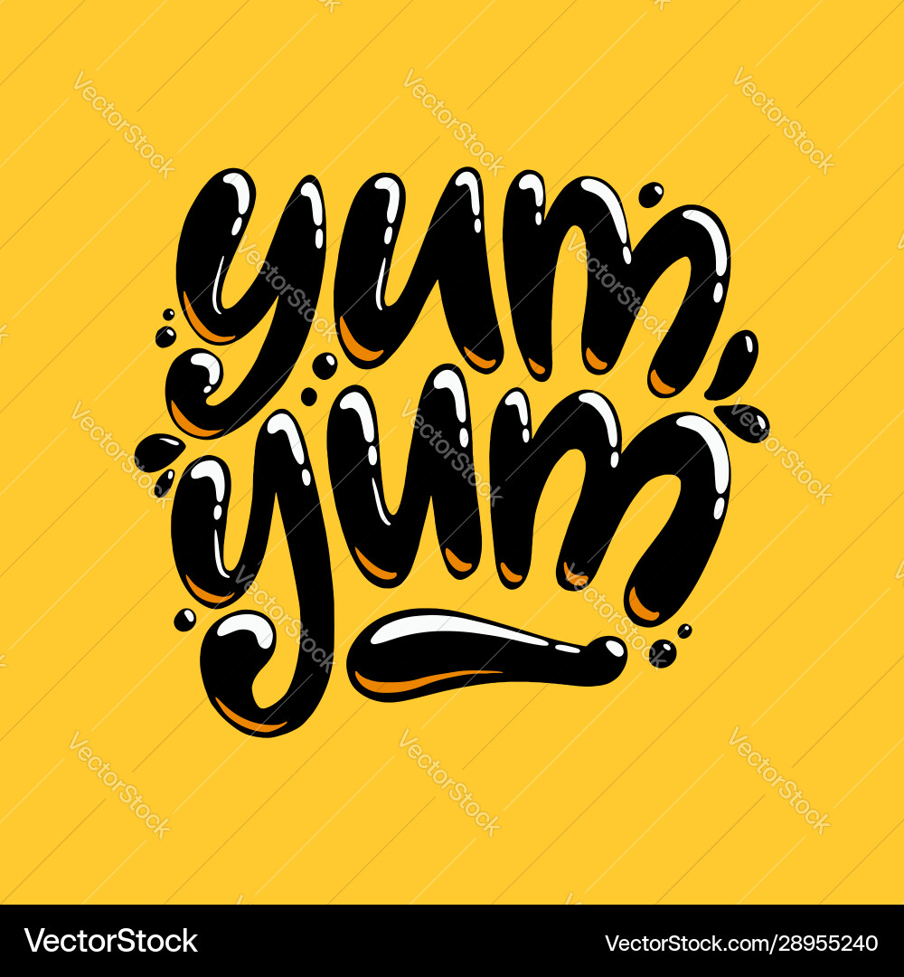 Yum-yum inscription for stickers advertising Yum-yum inscription for stickers advertising vector image