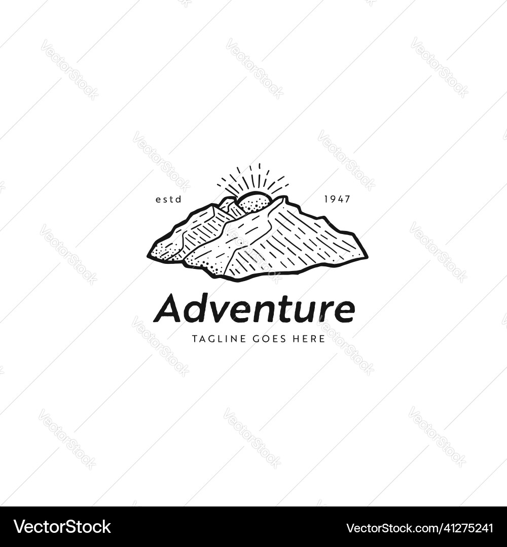 Abenteuer Outdoor Hand Zeichnung Logo-Ikone Abenteuer Outdoor Hand Zeichnung Logo-Ikone vektorbild