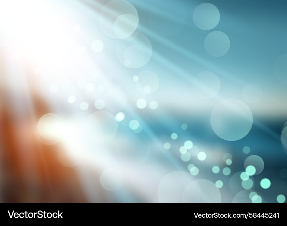 Defocused Beach with Sun Rays and Bokeh Vector Image
