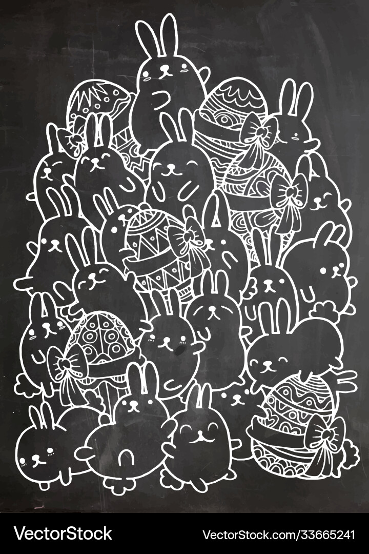 Easter hand drawn egg and rabbit Royalty Free Vector Image