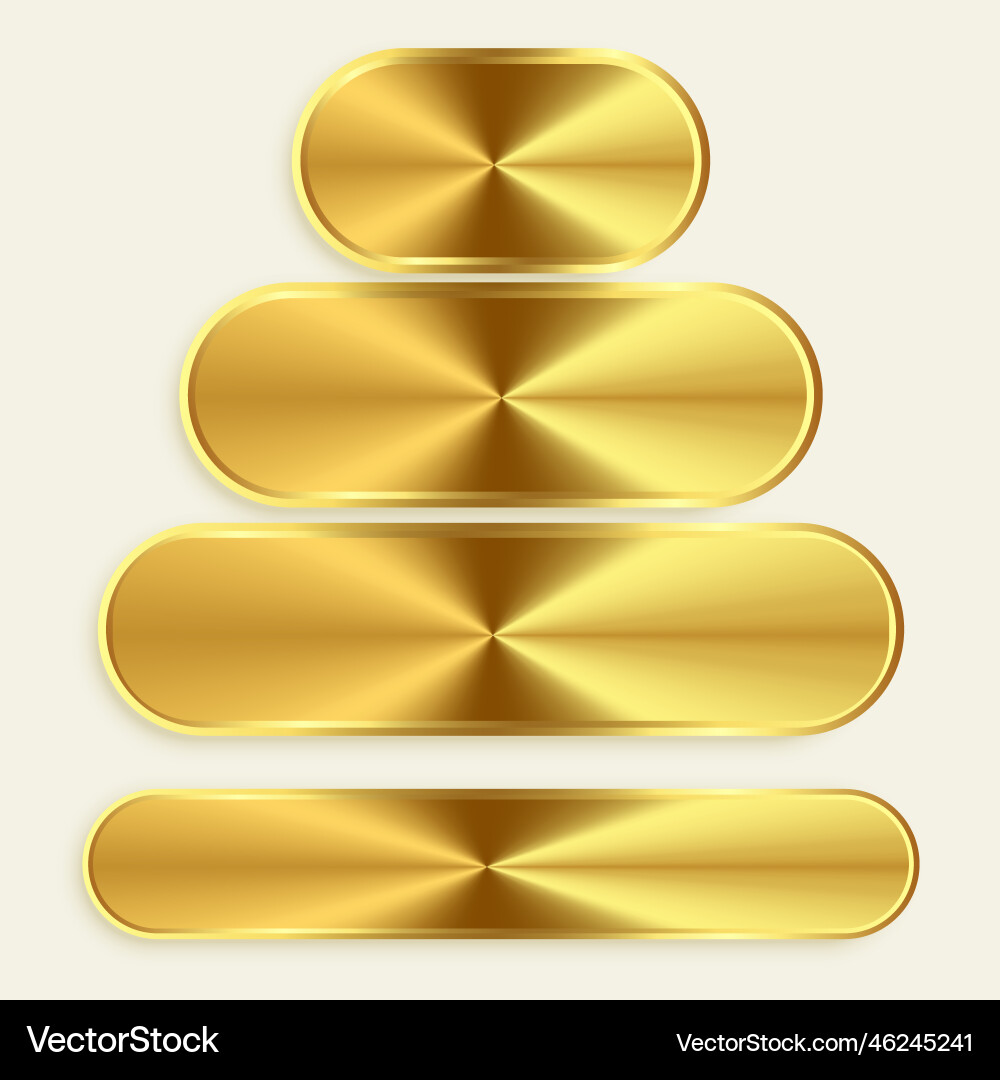 Golden metallic buttons in different sizes Vector Image