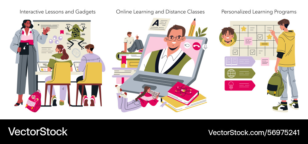 Interactive and personalized learning with online Vector Image