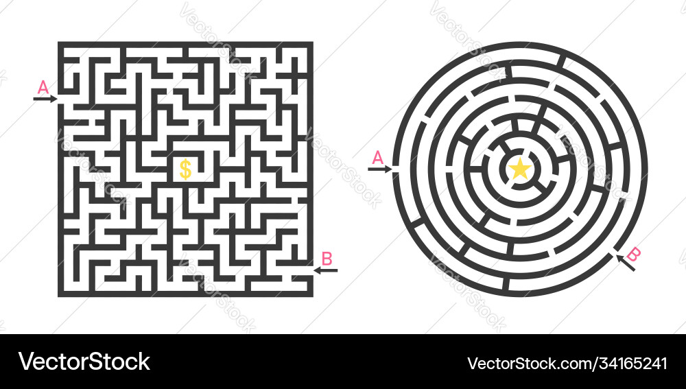 Maze Puzzle: Find the Path vector image