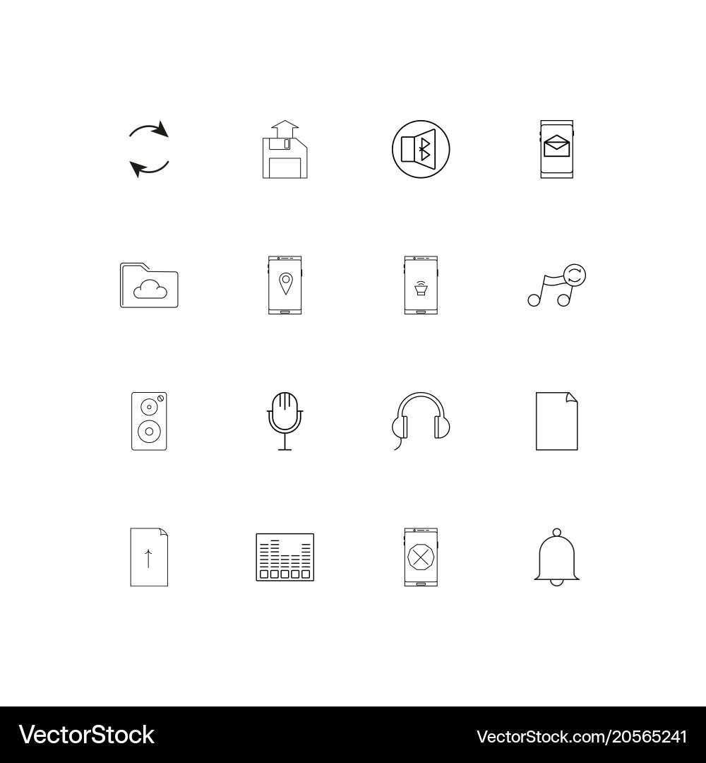 Music simple linear icons set outlined Vector Image