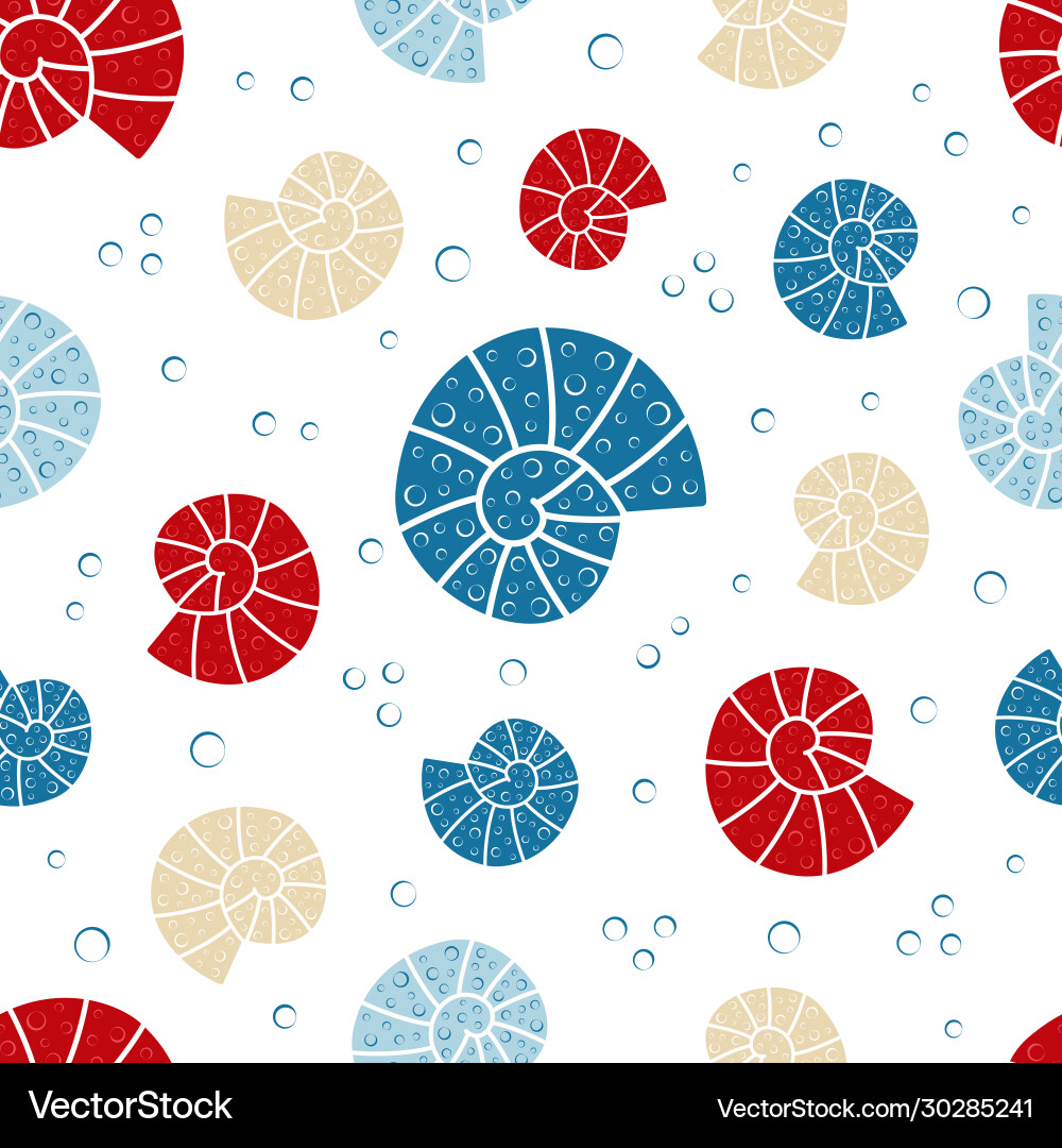 Seamless pattern with colorful seashells isolated Vector Image