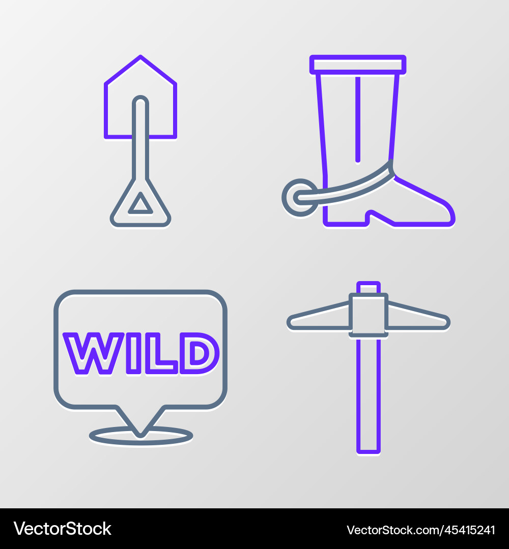 Set line pickaxe pointer to wild west cowboy Set line pickaxe pointer to wild west cowboy vector image
