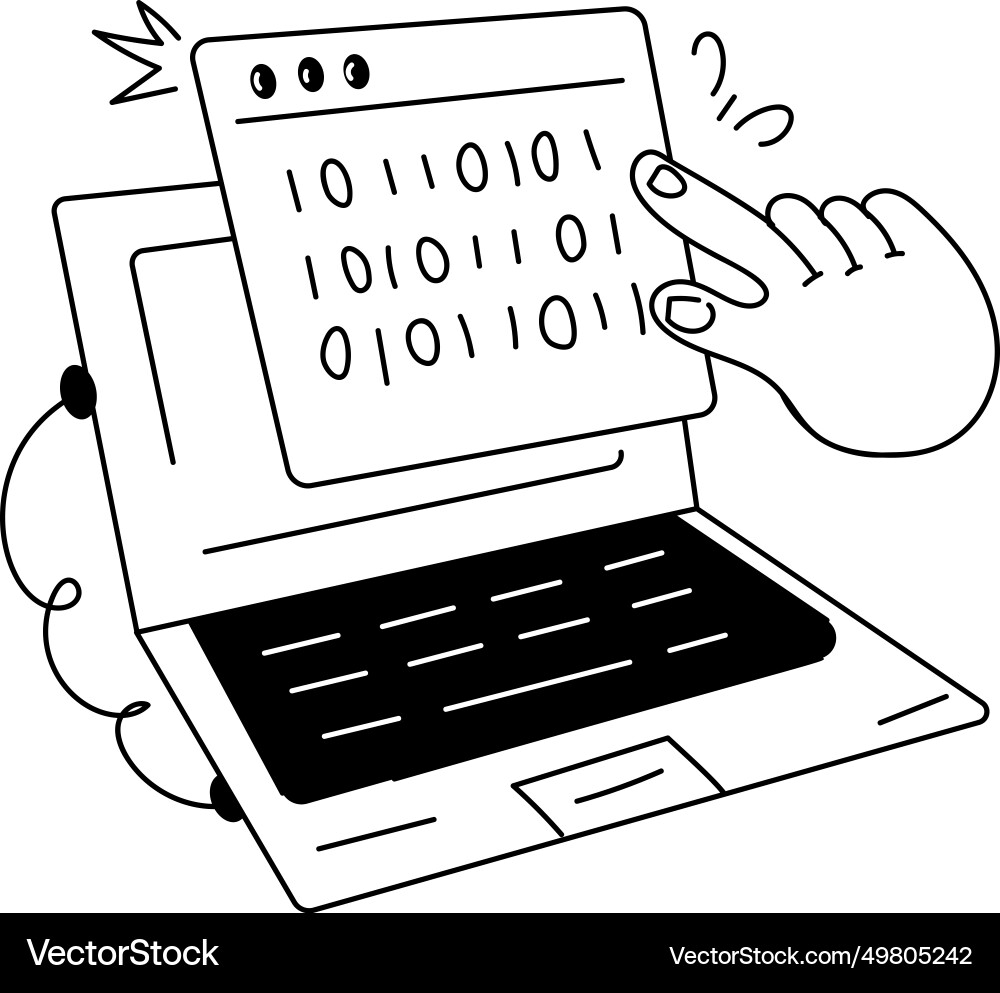 A hand drawn mini of code debugging Vector Image