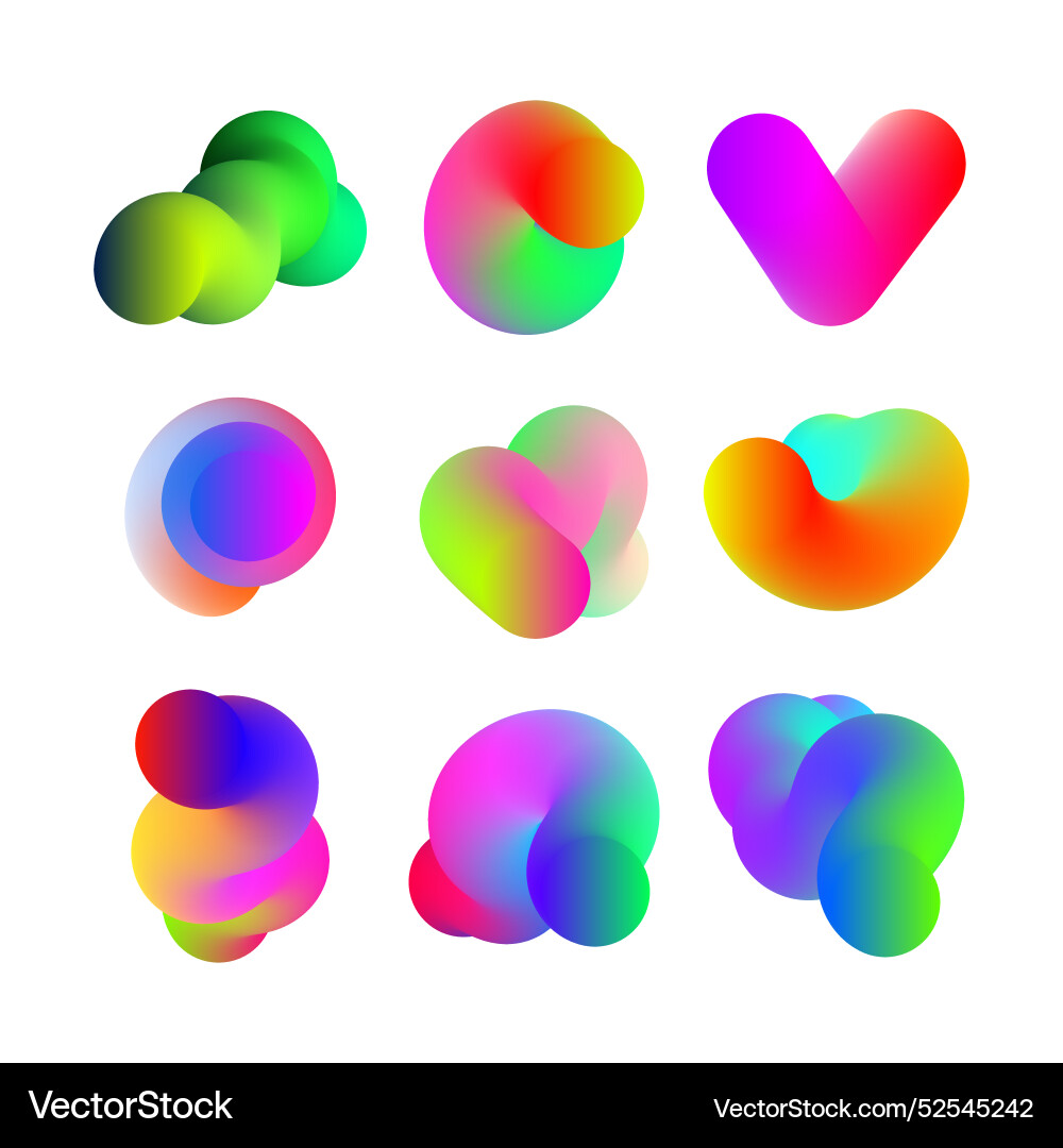 Abstract 3d fluid shapes colorful gradient Vector Image