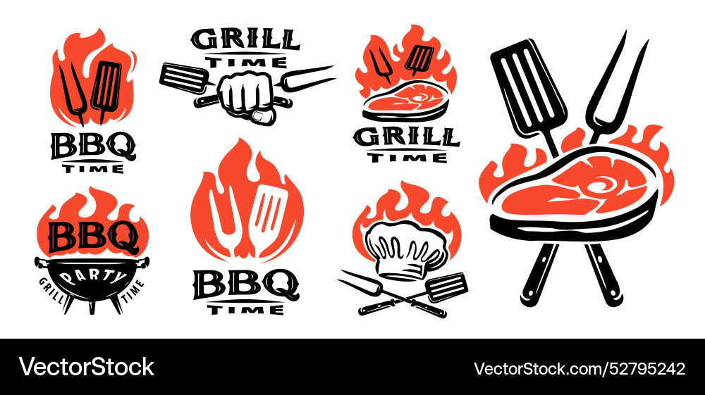 Barbecue Emblems and Badges Vector Image