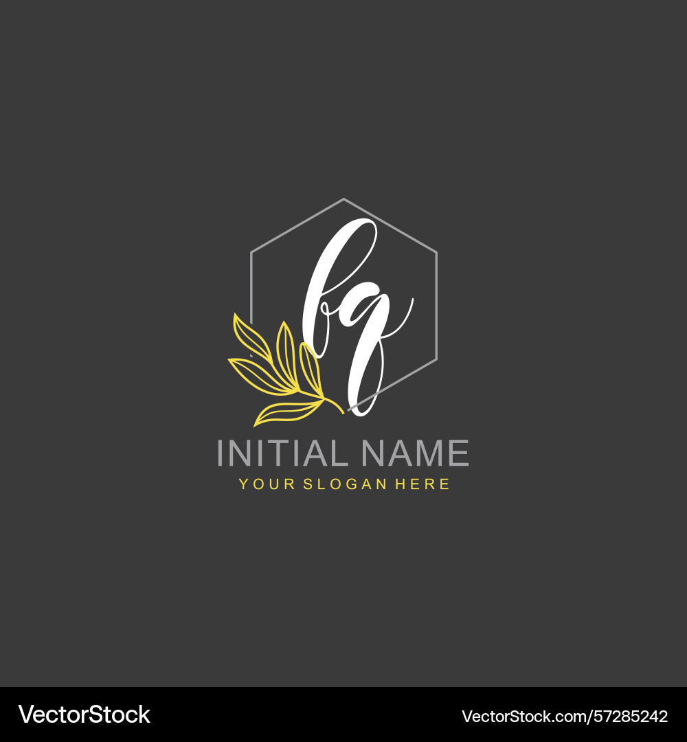 Fq initial logo templates with botanical elements Fq initial logo templates with botanical elements vector image