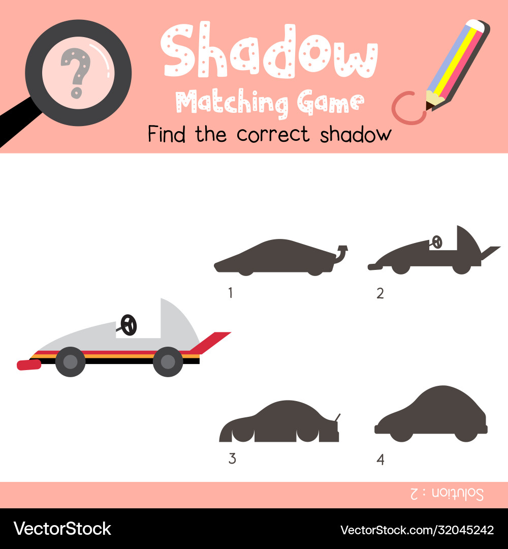Go-Kart Shadow Matching Game Vector Image