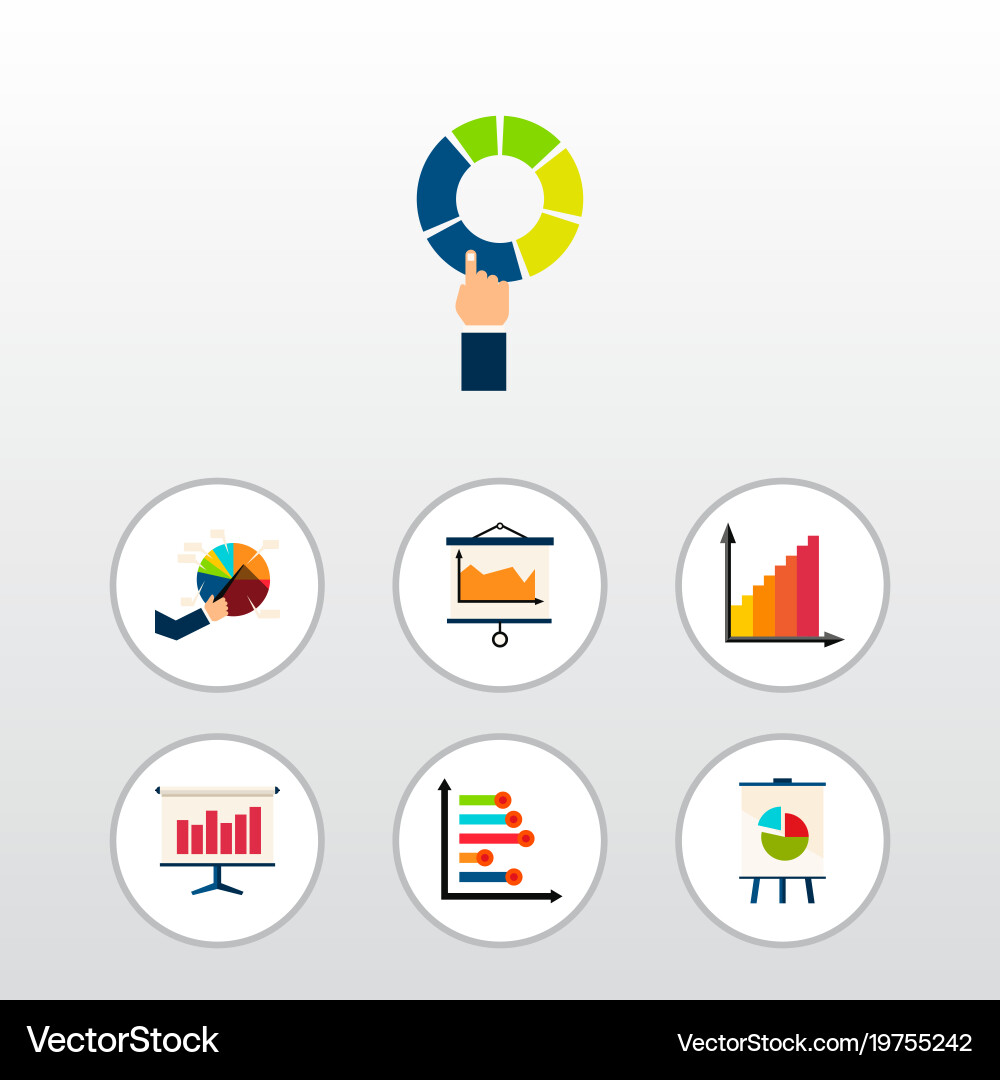 Icon flat chart set of segment statistic Vector Image