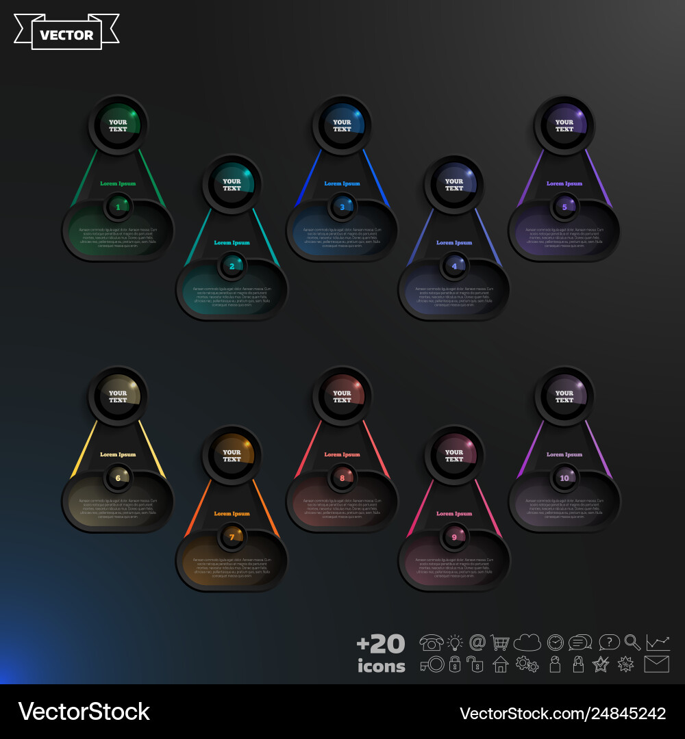 Infographic design list with colorful circles Vector Image