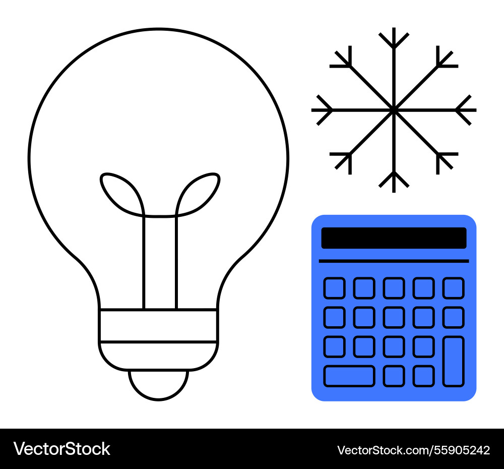 Lightbulb with snowflake and calculator Lightbulb with snowflake and calculator vector image