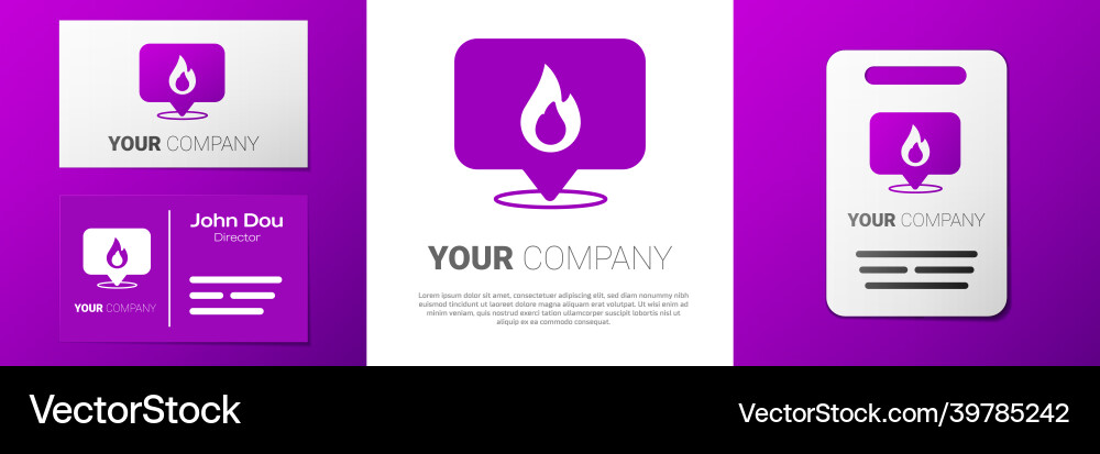 Logotype map pointer with fire flame icon isolated Logotype map pointer with fire flame icon isolated Vector Image