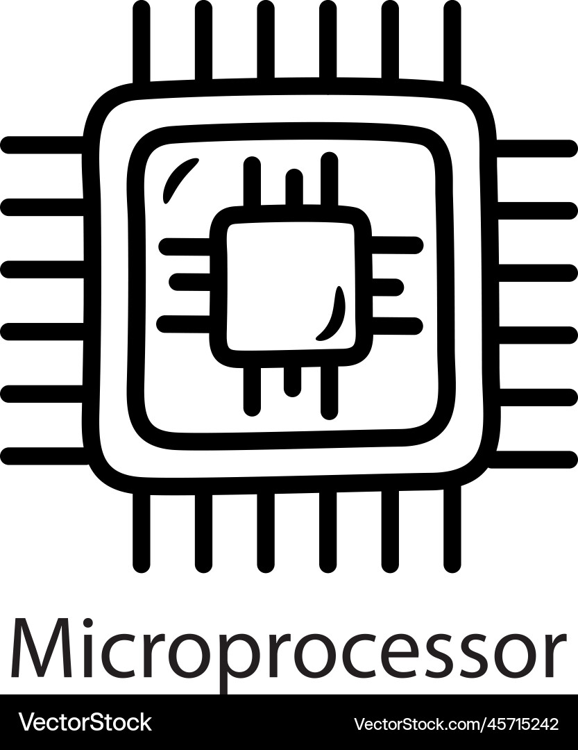 Microprocessor outline icon design d Vector Image