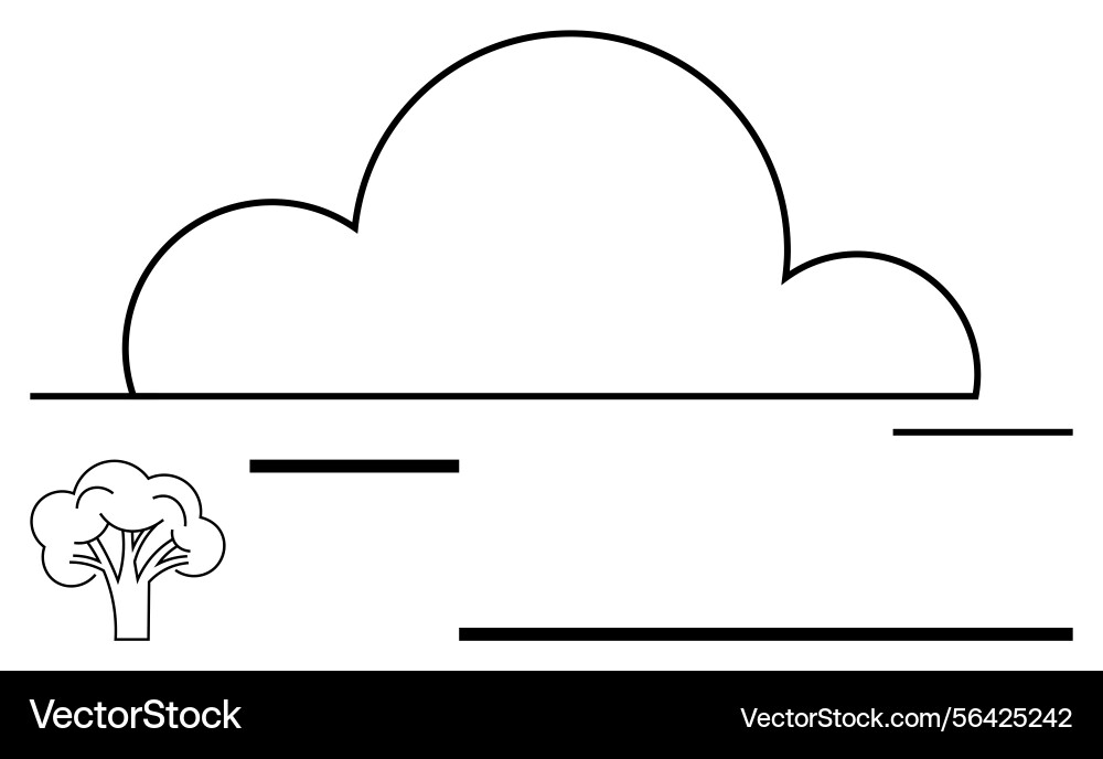Minimalist cloud with tree and lines representing Minimalist cloud with tree and lines representing vector image