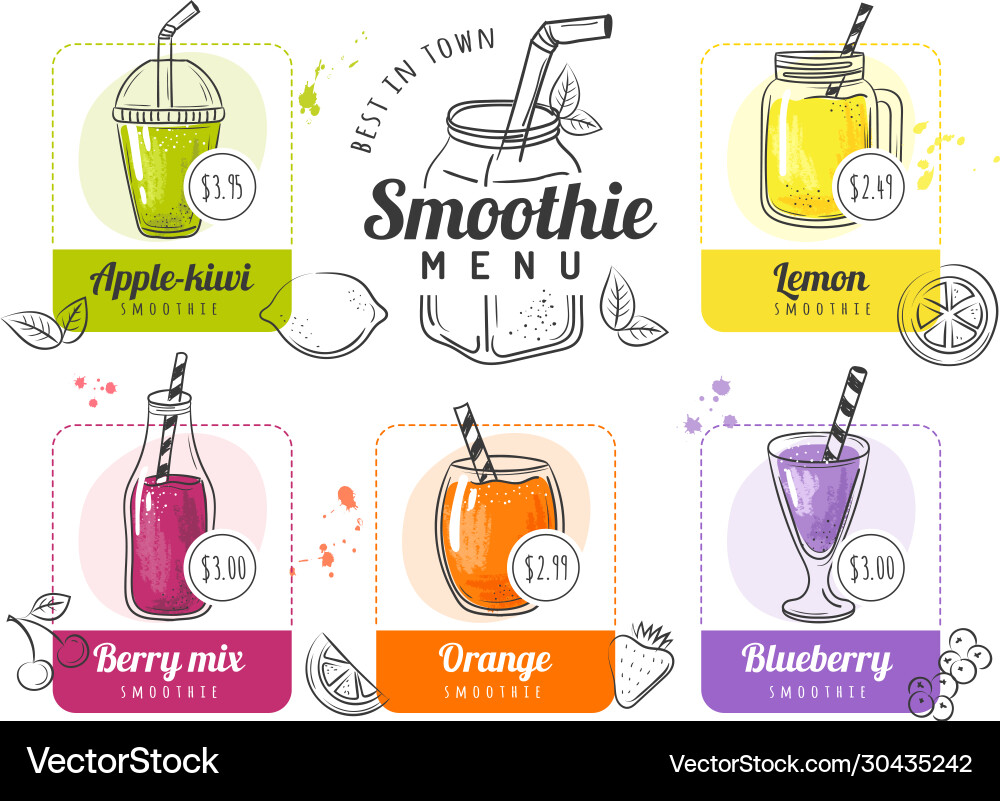 Refreshing Smoothie Menu Vector Image