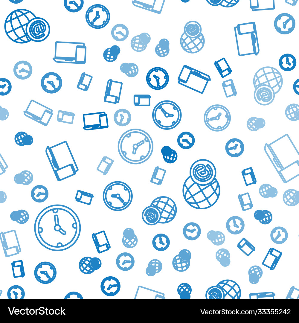 Set line clock earth globe with mail and monitor Vector Image