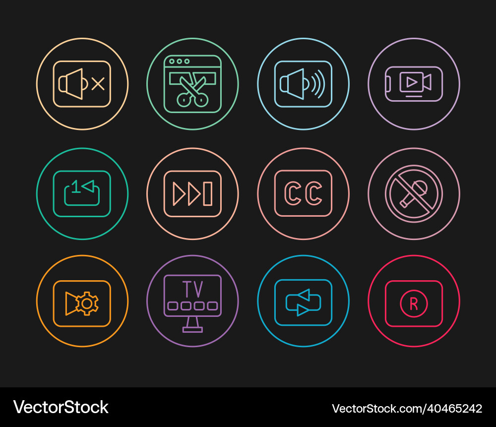 Set line record button mute microphone speaker Set line record button mute microphone speaker vector image