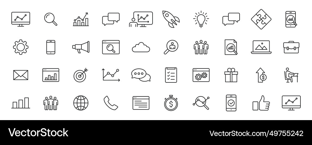 Set of 40 seo and development web icons in line Vector Image