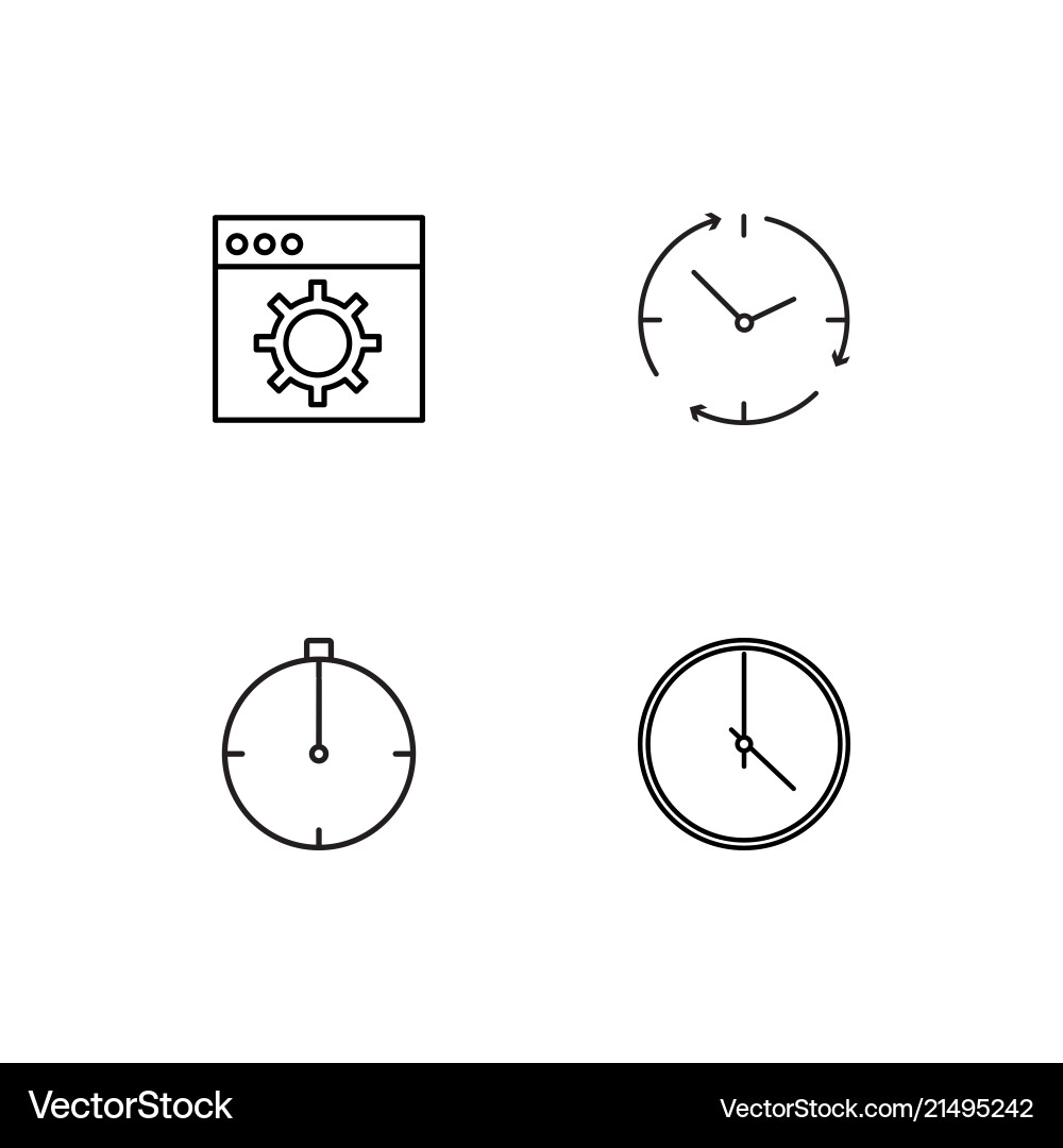 Time linear icons set simple outline vector image