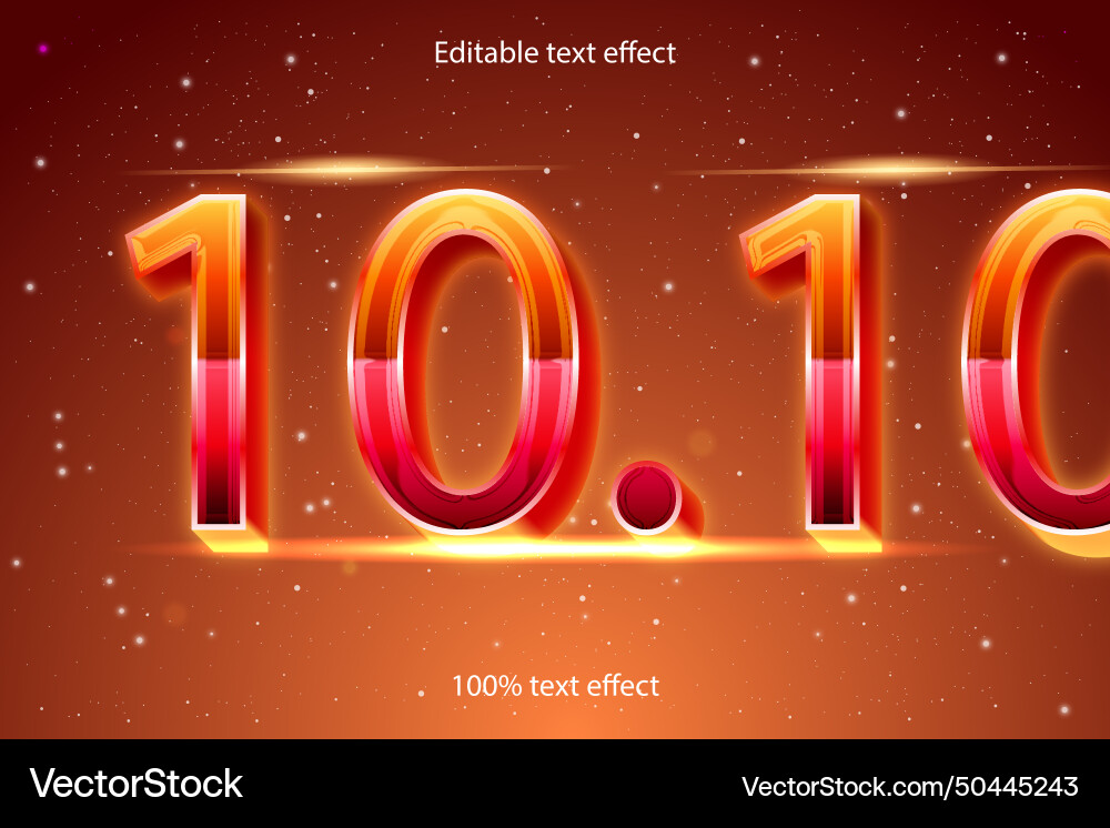 1010 editable text effect retro style Royalty Free Vector