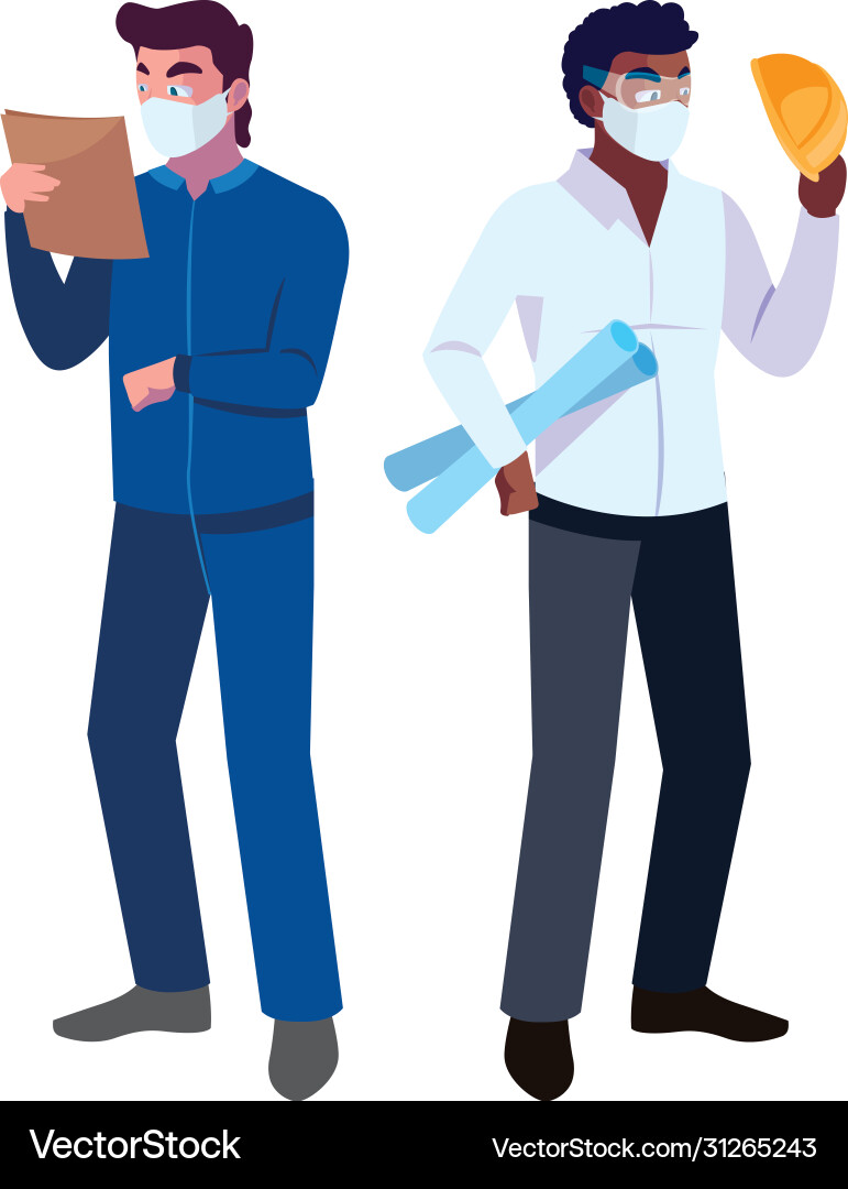 Architect and operator with mask Architect and operator with mask Vector Image