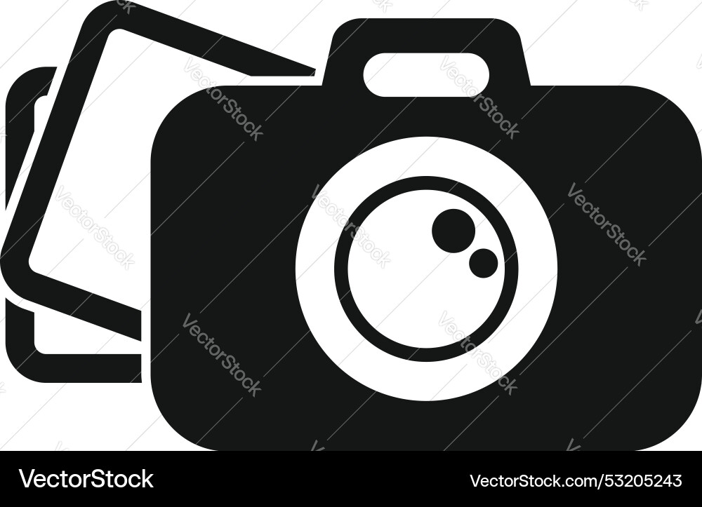Black and white camera icon displaying multiple Black and white camera icon displaying multiple vector image