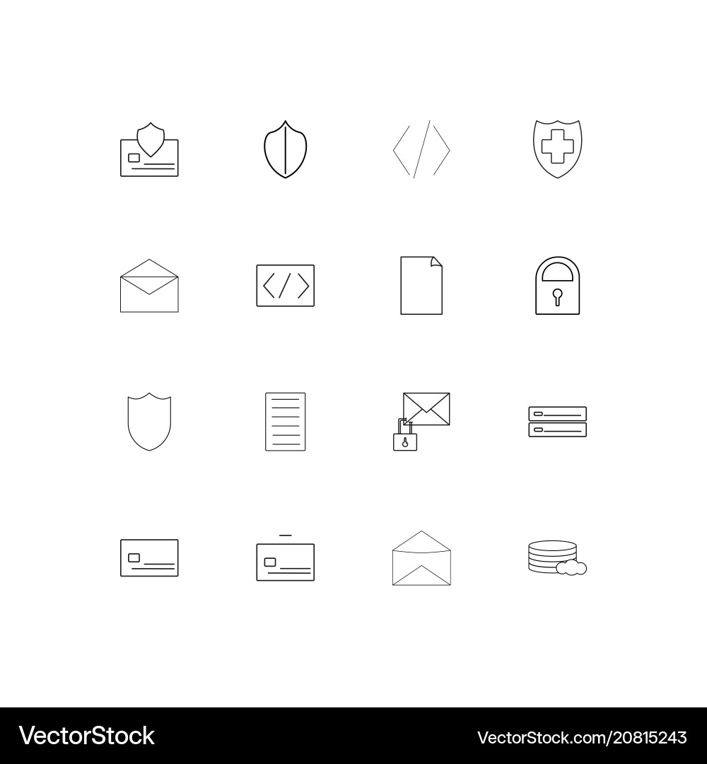 Cyber security linear thin icons set outlined Vector Image