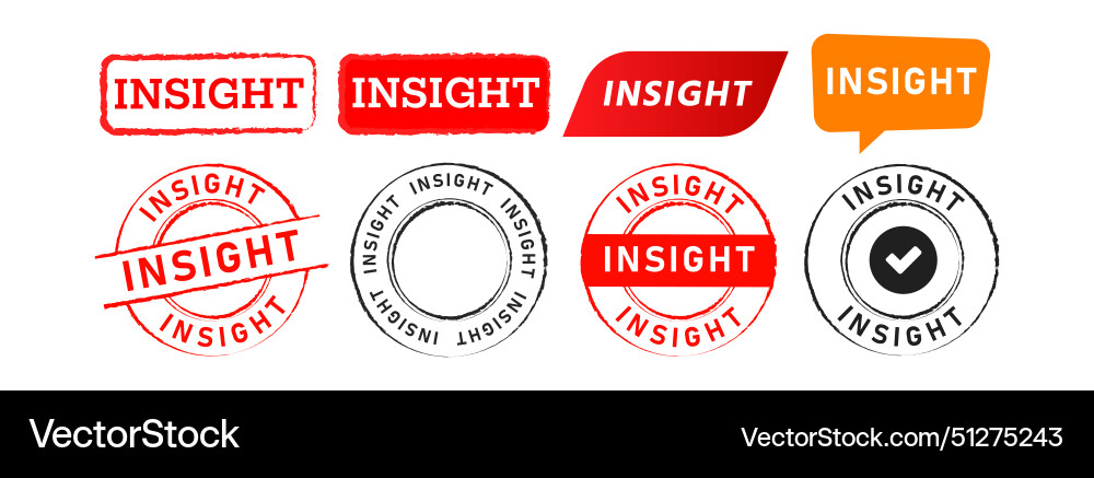 Insight rectangle circle rubber stamp and speech Vector Image