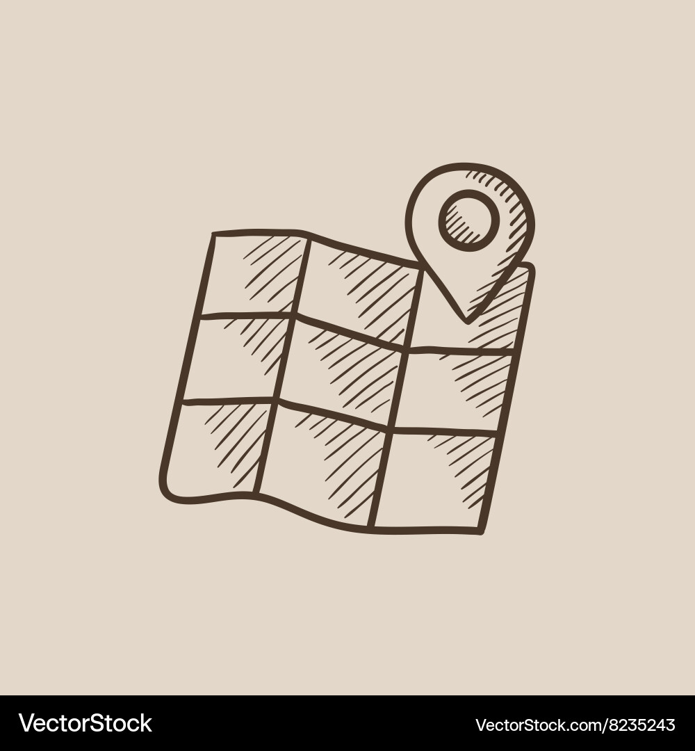 Map with pointer sketch icon Vector Image