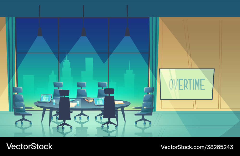 Nighttime Conference Room Vector Image