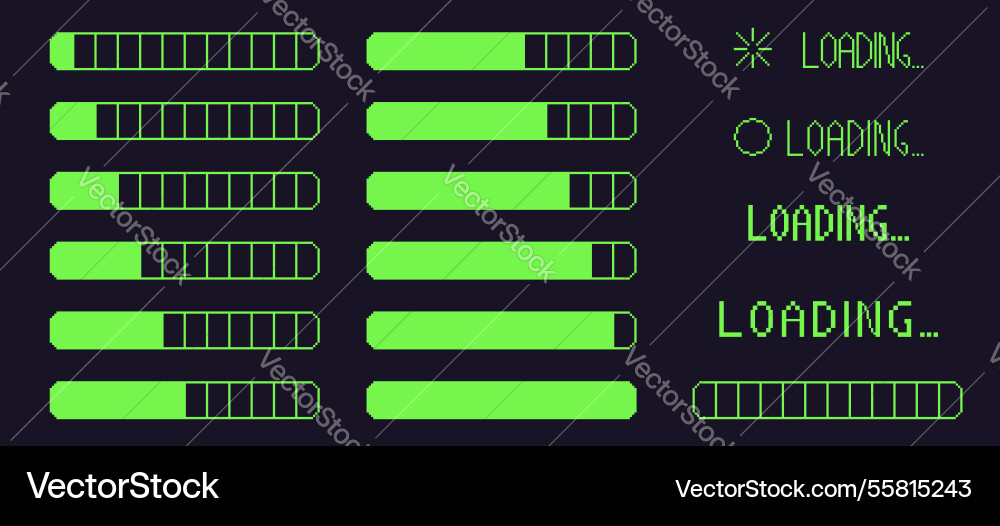 Pixel art retro loading bar interface 8 bit Pixel art retro loading bar interface 8 bit vector image