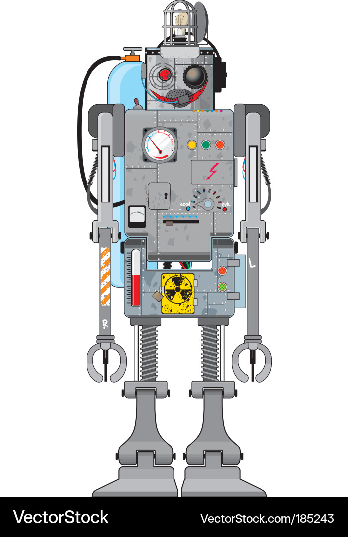 Retro Chrome Robot Vector Image