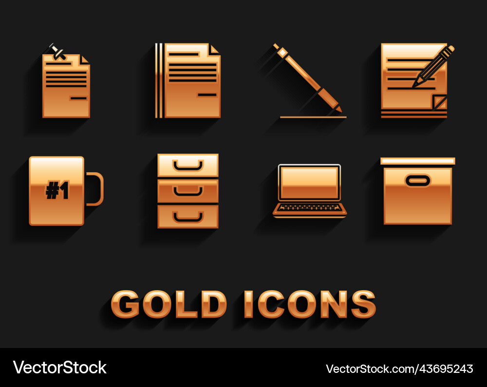 Set drawer with documents blank notebook Vector Image