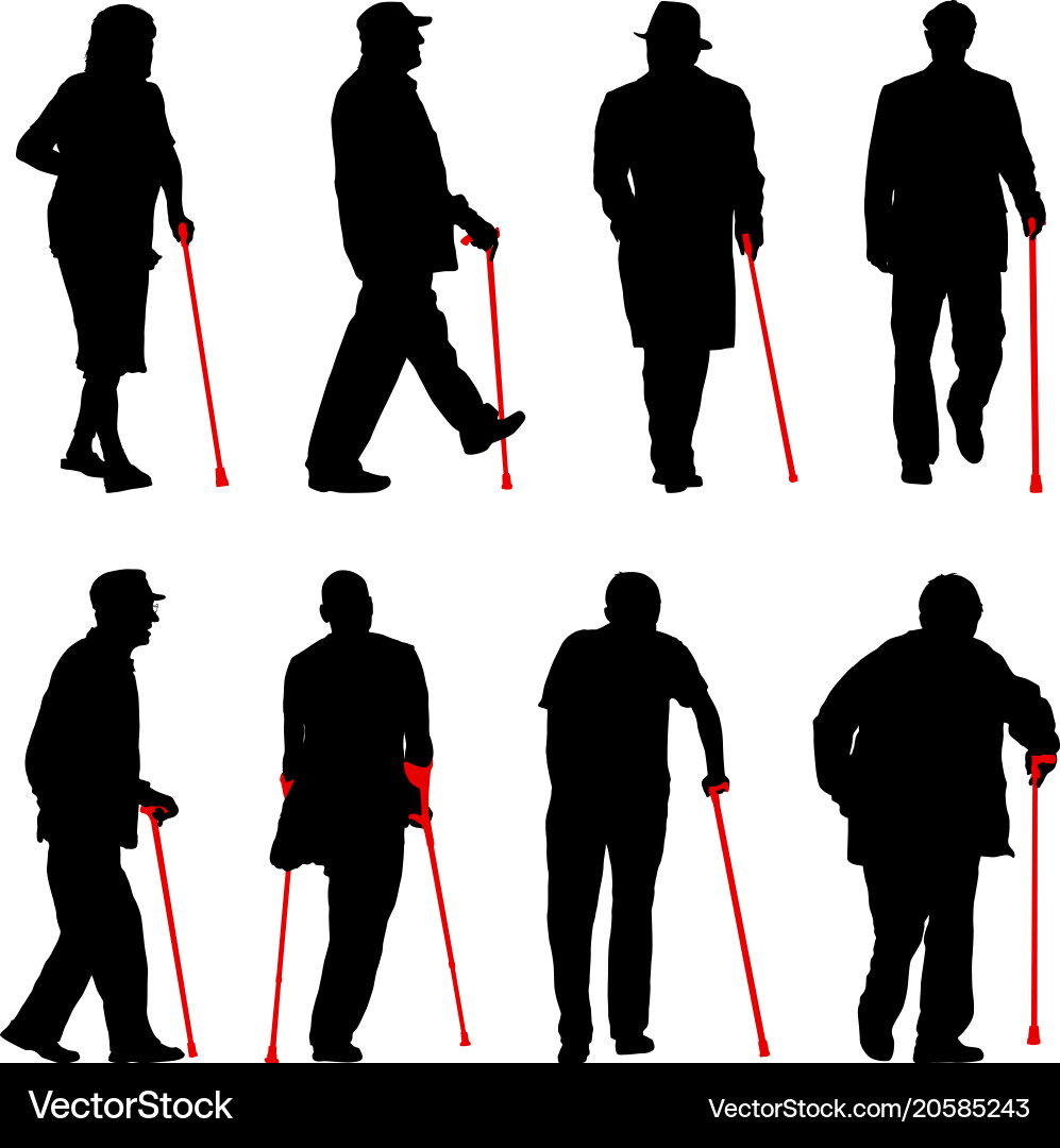 Set silhouette of disabled people on a white Vector Image