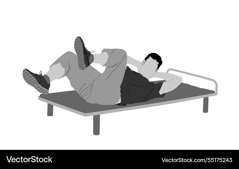 Sport man doing crunches isolated Royalty Free Vector Image