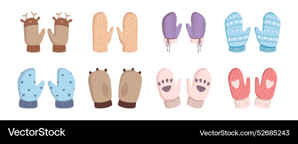 Warme Handschuhe für Kinder Winterzubehör Warme Handschuhe für Kinder Winterzubehör vektorbild