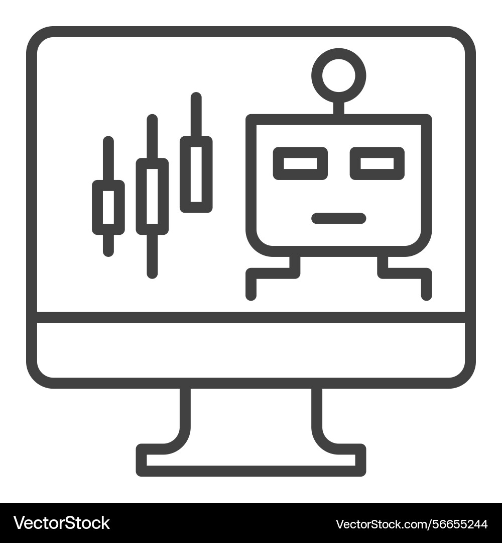 Automated trading chatbot on pc screen thin line Automated trading chatbot on pc screen thin line Vector Image